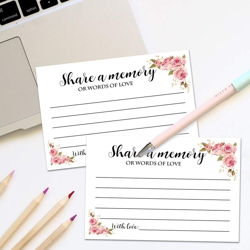 Giftideaworkshop 50 Floral Share A Memory Cards for Celebration of Life Birthday Anniversary Memorial Funeral Graduation Bridal Shower Game, Guest Book Ideas, and Alternatives.4x6 Inches - Image 3